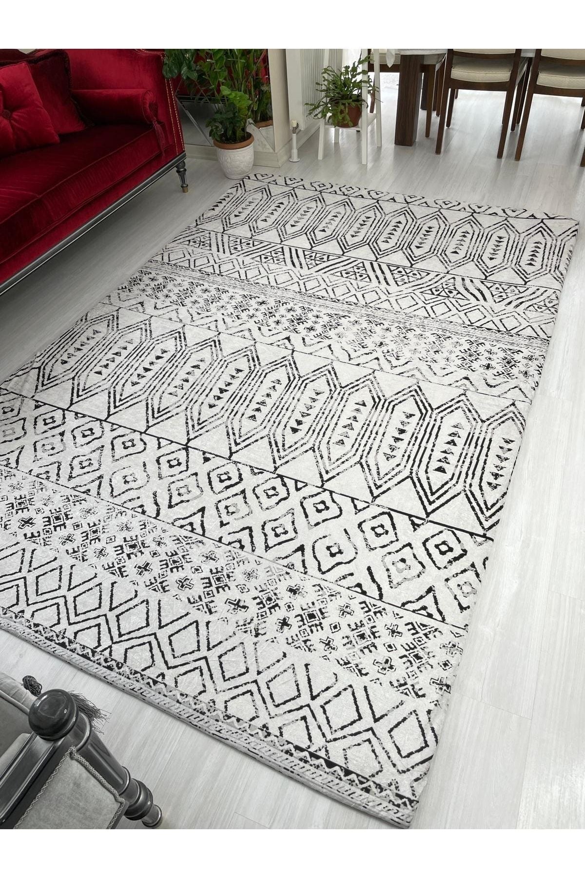 MEKA TEKSTIL New Pattern Ethnic White Model Velvet Carpet Cover 1