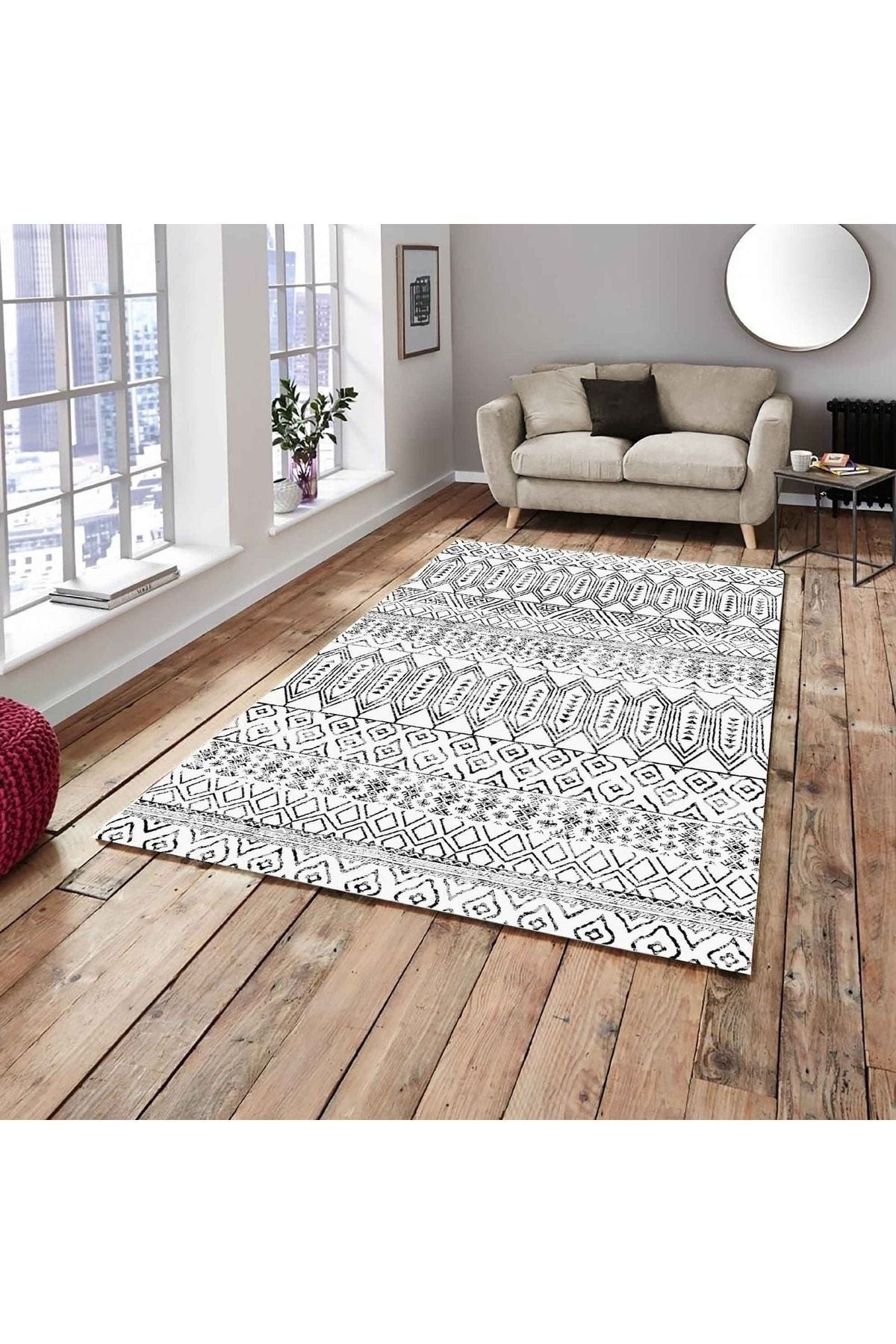 MEKA TEKSTIL New Pattern Ethnic White Model Velvet Carpet Cover 4