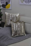 Paris Life Sequin Embroidered Pillow Cover Square (Double-Sided) - Bone & Gold 1