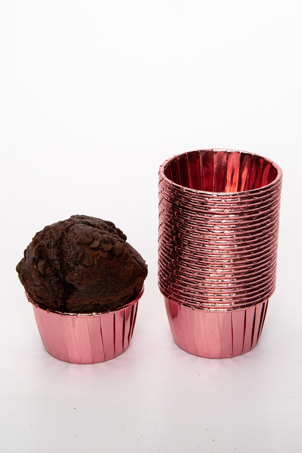 Huzur Party Store Rose Gold Shiny Coating 25-Pack Muffin Cupcake Stand Capsule 6.5x4 Cm 5