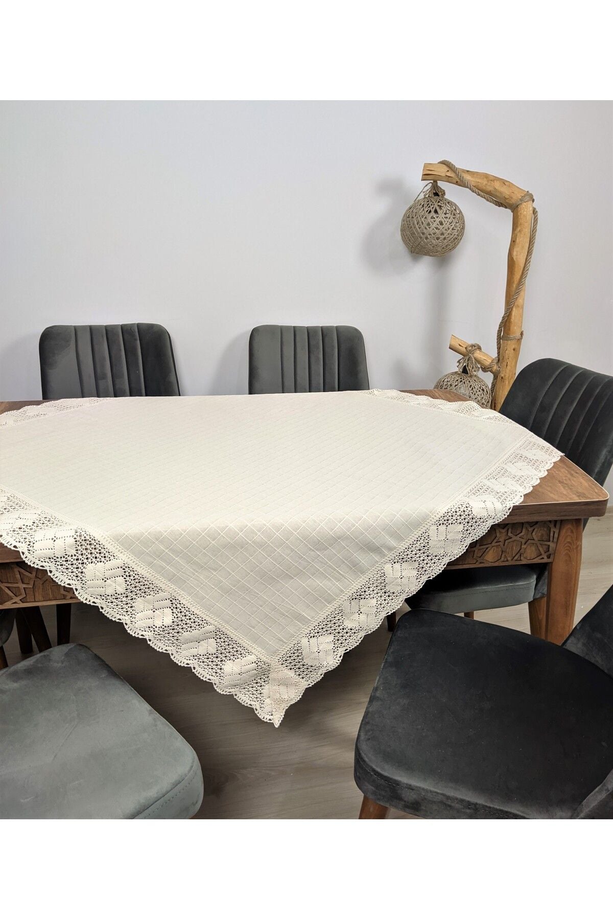 TUNCAY TEKSTİL Lace Buldan Work Linen Monika Fabric Table Cover 1