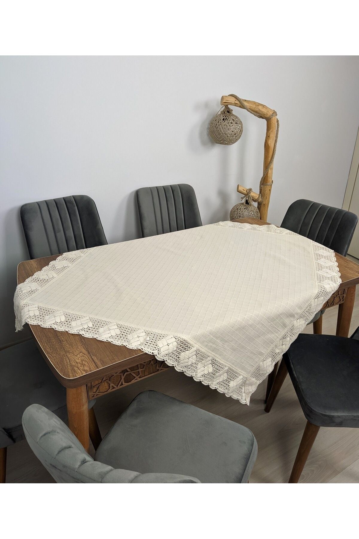 TUNCAY TEKSTİL Lace Buldan Work Linen Monika Fabric Table Cover 2