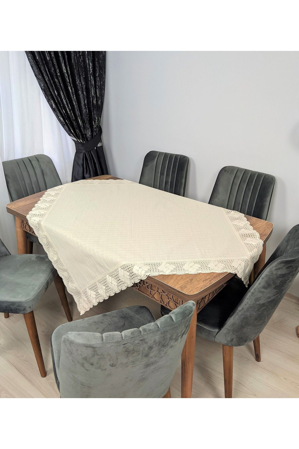 TUNCAY TEKSTİL Lace Buldan Work Linen Monika Fabric Table Cover 3