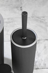 Sas Haus Trash Can Toilet Brush Liquid Soap Dispenser 5-Piece Bathroom Set 7 Liters Black Grey 4