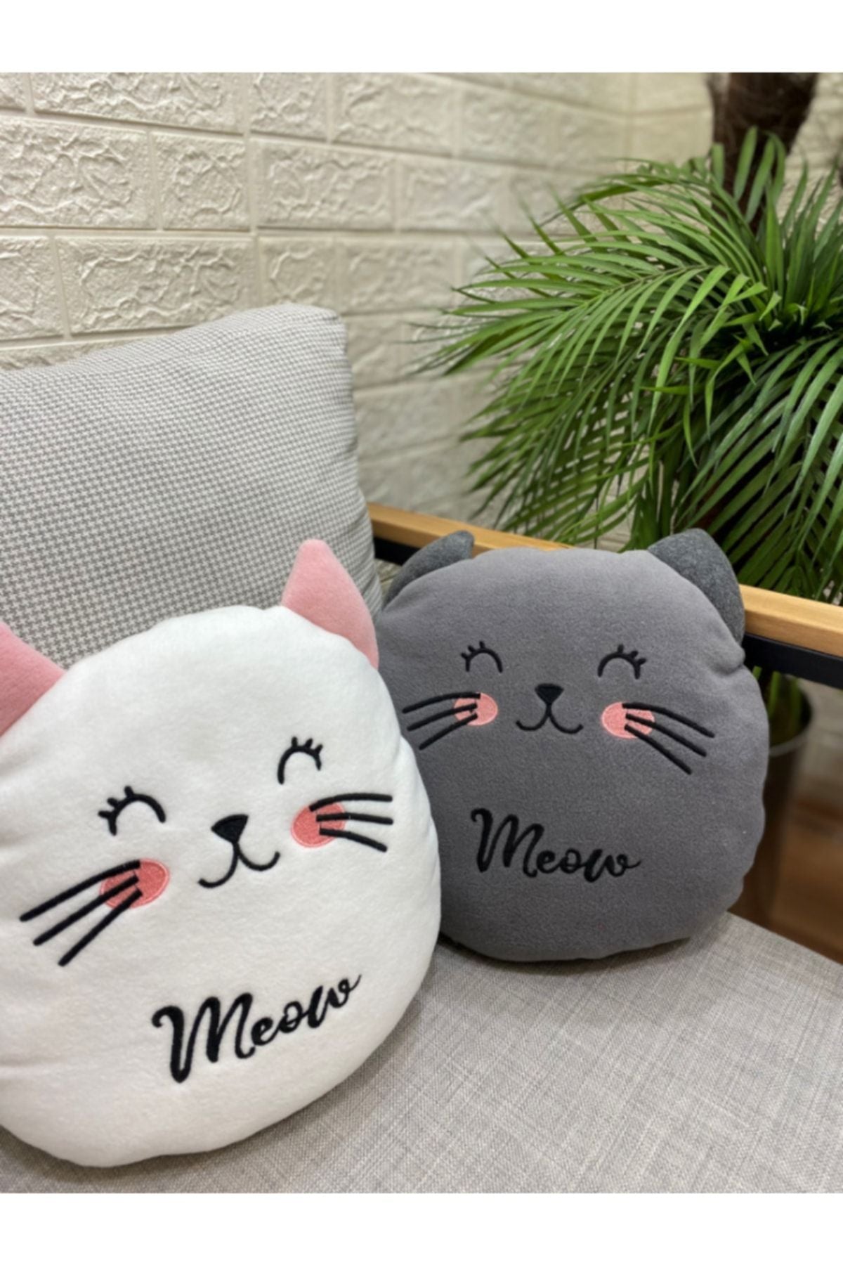 By Ballı Biocotton Two Cute Cat Combo Gift Pillow 1