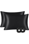 Deko Dekor 100% Satin 50x70 Cm 2 Satin Pillowcases And 2 Hair Ties Black Color 1