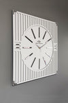 aSSe Tasarım Line Pattern Mirror Plexiglass Decorative White & Silver Square Wall Clock 50x50cm 1