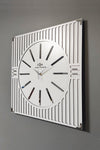 aSSe Tasarım Line Pattern Mirror Plexiglass Decorative White & Silver Square Wall Clock 50x50cm 3