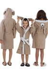 ELY PARKER Hooded Children's Bathrobe 100% Cotton Absorbent Brown Dog Animal 6