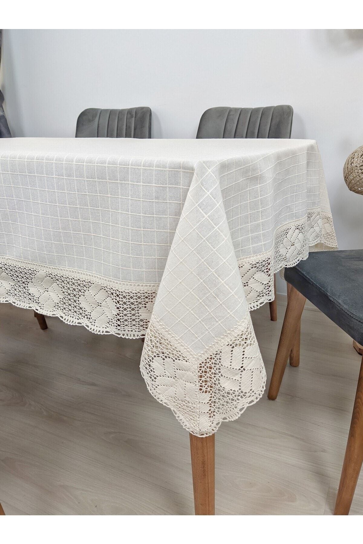 Tuncay Tekstil Linen Tablecloth Wide Lace Monika Fabric Cotton Buldan Bodrum Linen Square Rectangle Round 1