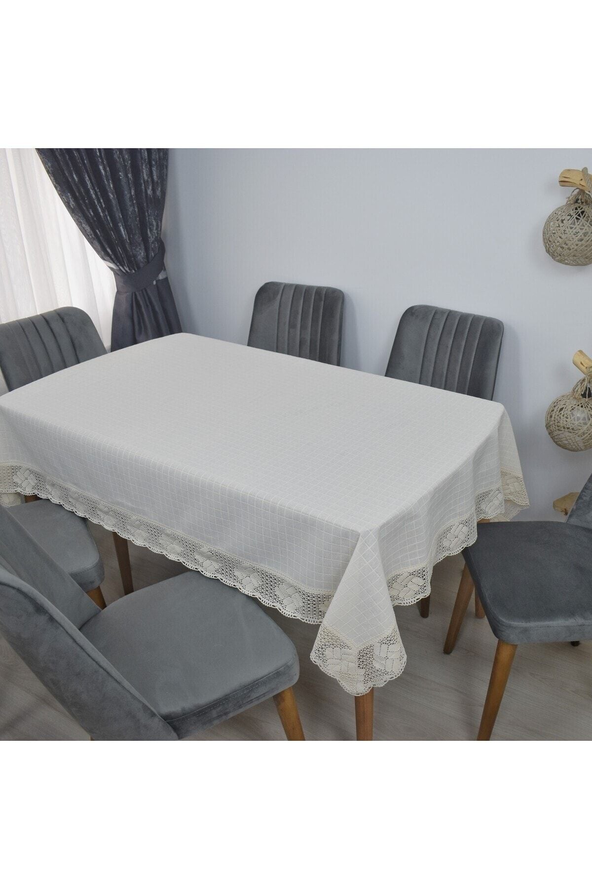 Tuncay Tekstil Linen Tablecloth Wide Lace Monika Fabric Cotton Buldan Bodrum Linen Square Rectangle Round 6