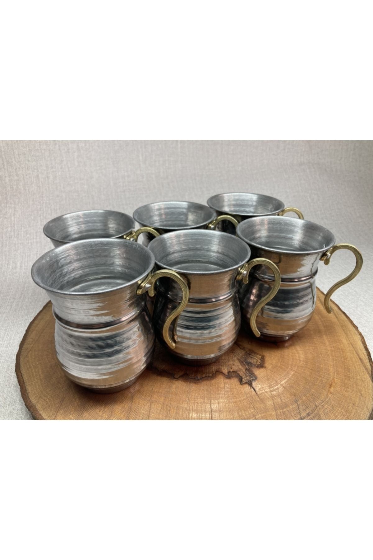 Üzüm Home Chrome Forged Yogurt Drink Cup 6-Piece Set - Metal Authentic Cup - Chrome Jug 1