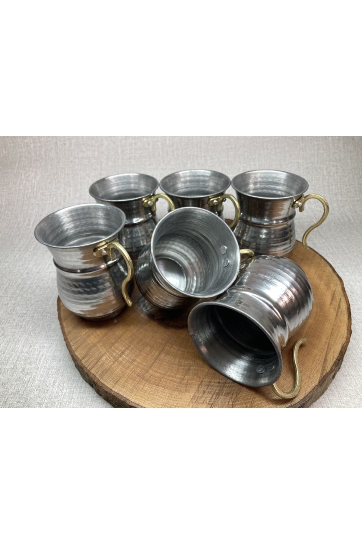 Üzüm Home Chrome Forged Yogurt Drink Cup 6-Piece Set - Metal Authentic Cup - Chrome Jug 2