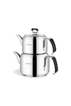 Mamma Stainless Steel Fiore Medium Silicone Handle Steel Teapot Set Grey 2