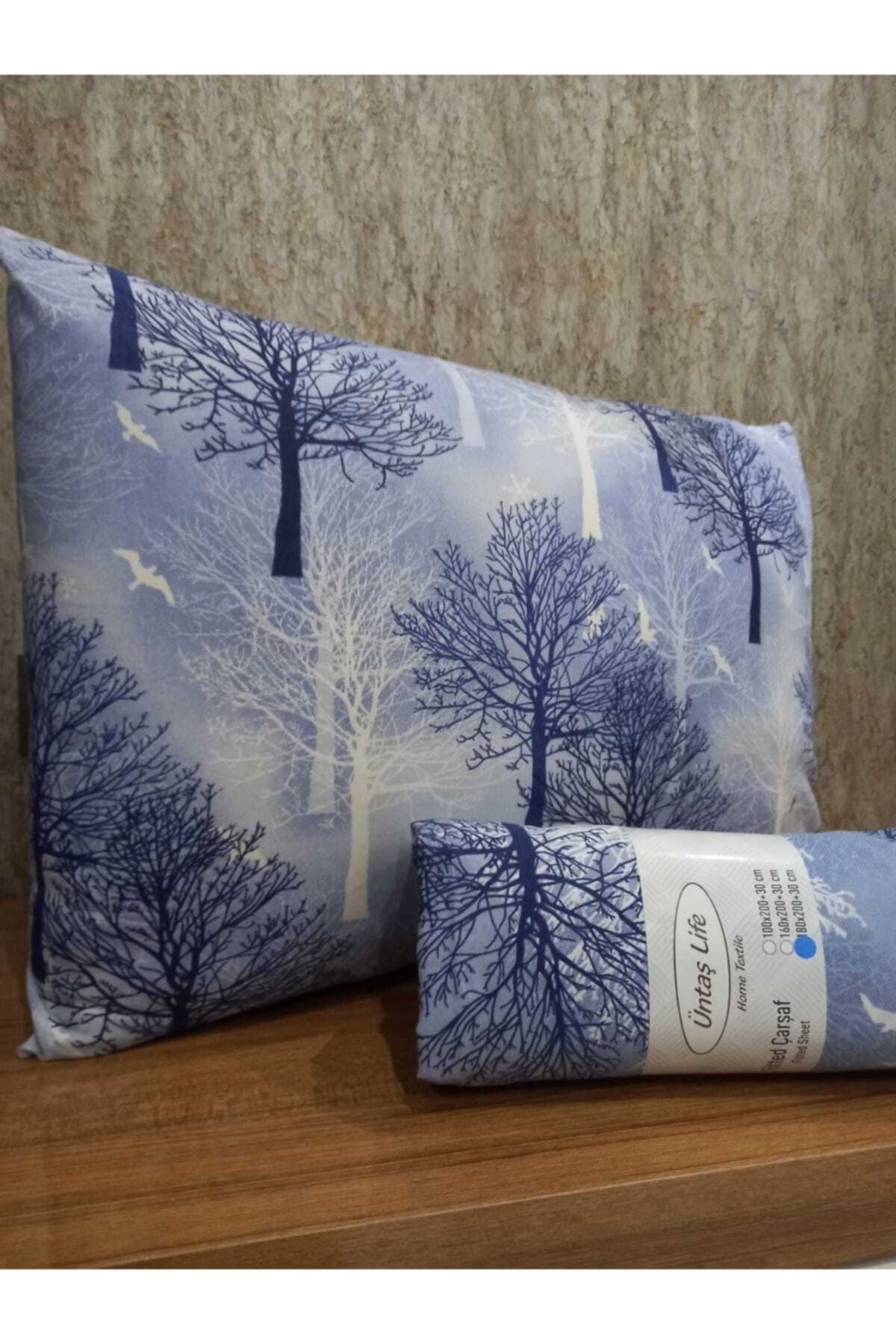 Üntaş Life Double Bed Fitted Sheet + 2 Pillowcases Blue Tree 2