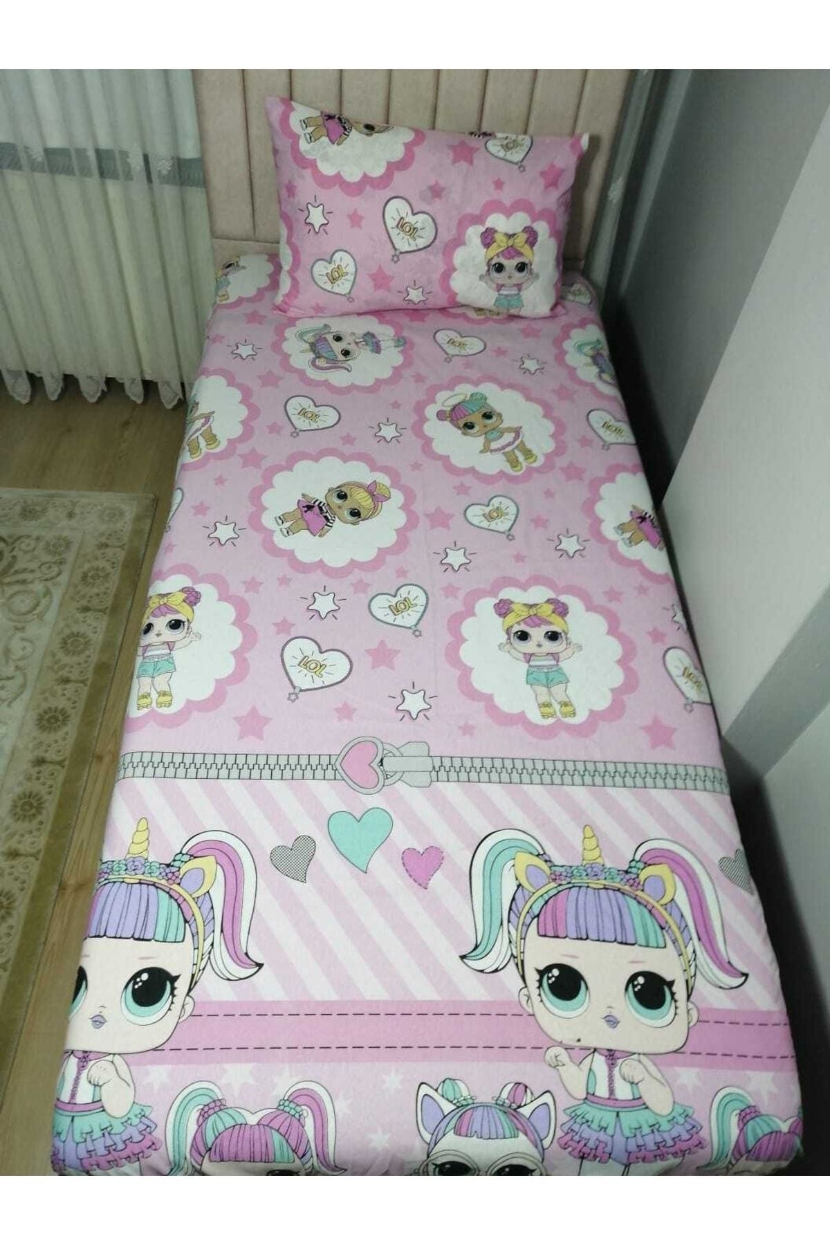 GASEL ÇARŞI Single Bed Lol Doll Fitted Sheet + 1 Pillowcase 1