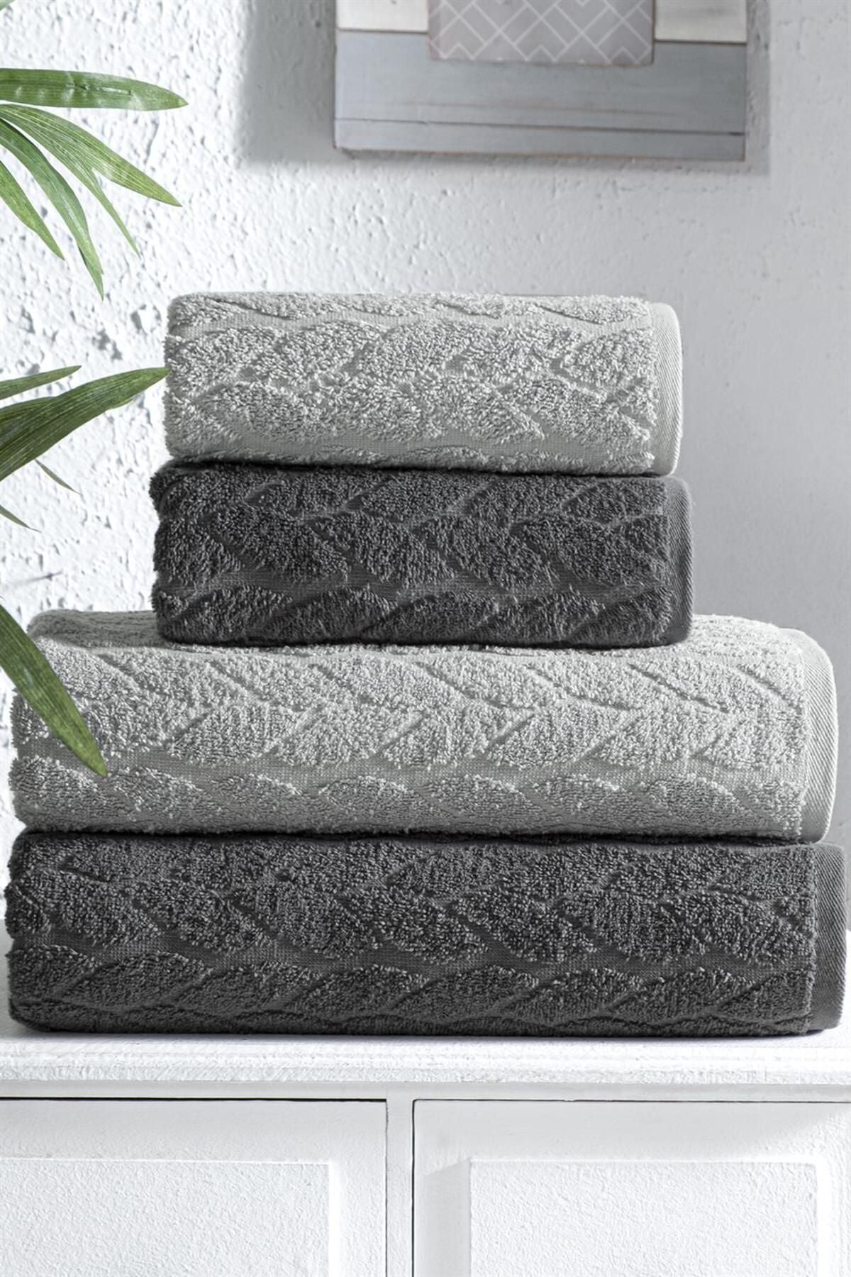 Mürdüm Home 4-Piece Bathroom Towel Set Hamam Kit 100% Cotton 4