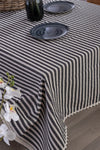 Vivamaison Black Striped Linen Lace Tablecloth 1