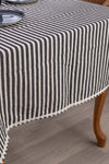 Vivamaison Black Striped Linen Lace Tablecloth 2