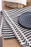 Vivamaison Black Striped Linen Lace Tablecloth 5