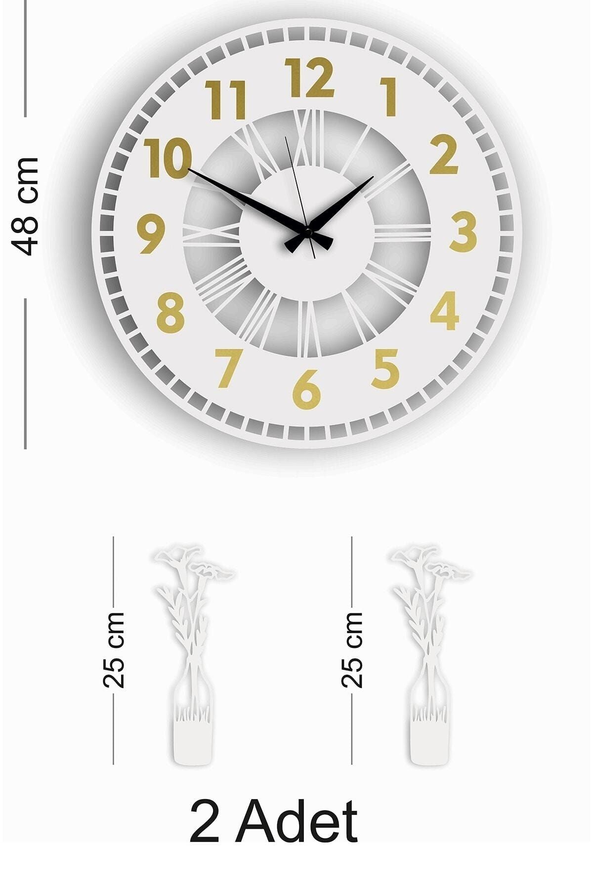 Pey Aksesuar Decorative Mirrored Wall Clock + Vase Picture 3