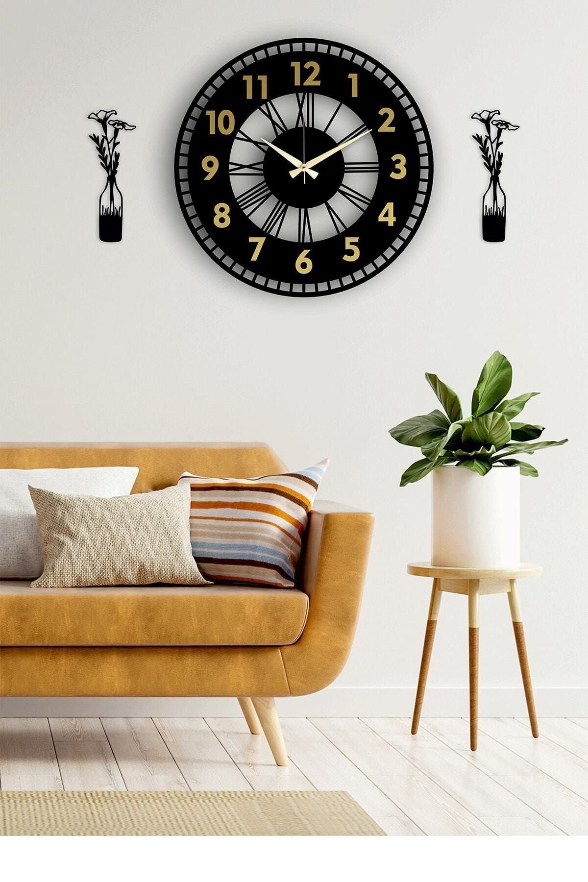 Pey Aksesuar Decorative Mirrored Wall Clock + Vase Picture 1