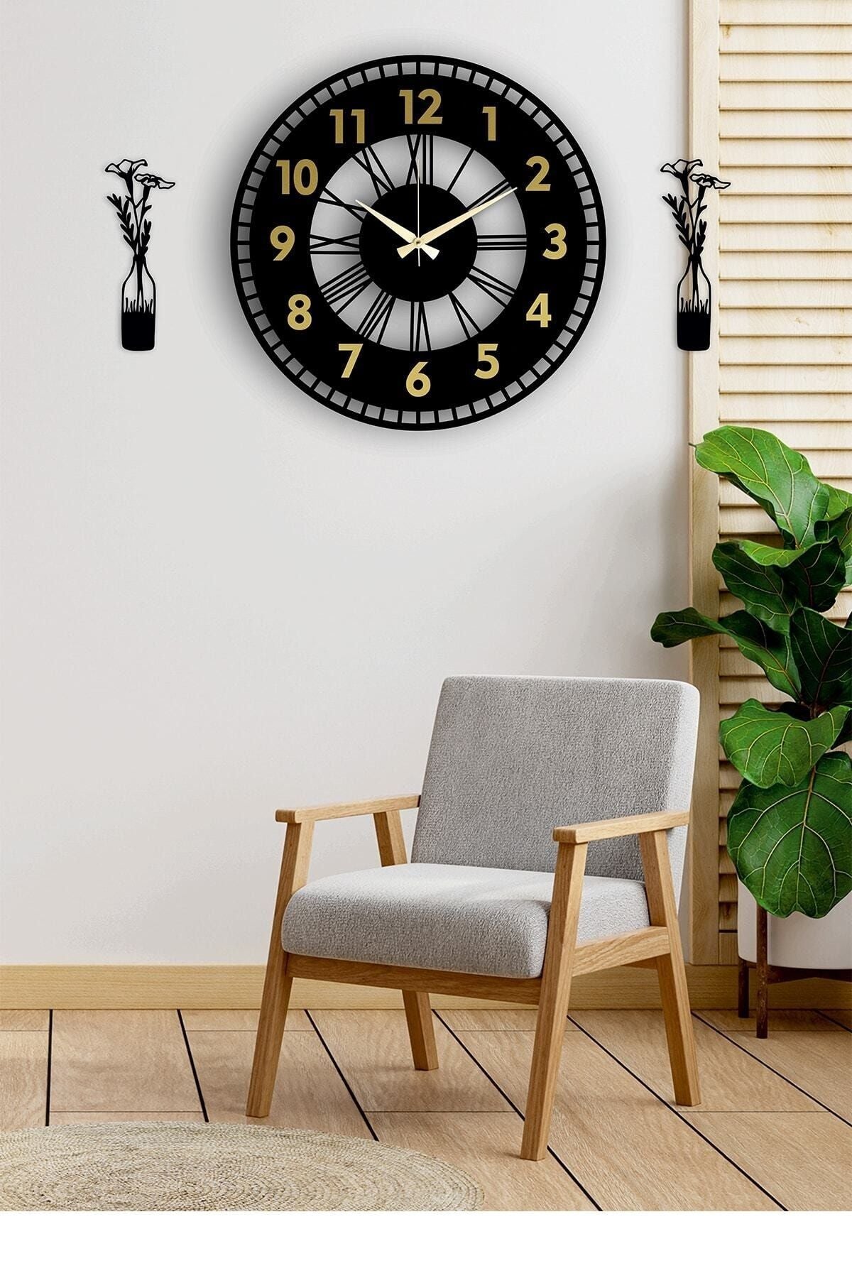 Pey Aksesuar Decorative Mirrored Wall Clock + Vase Picture 3