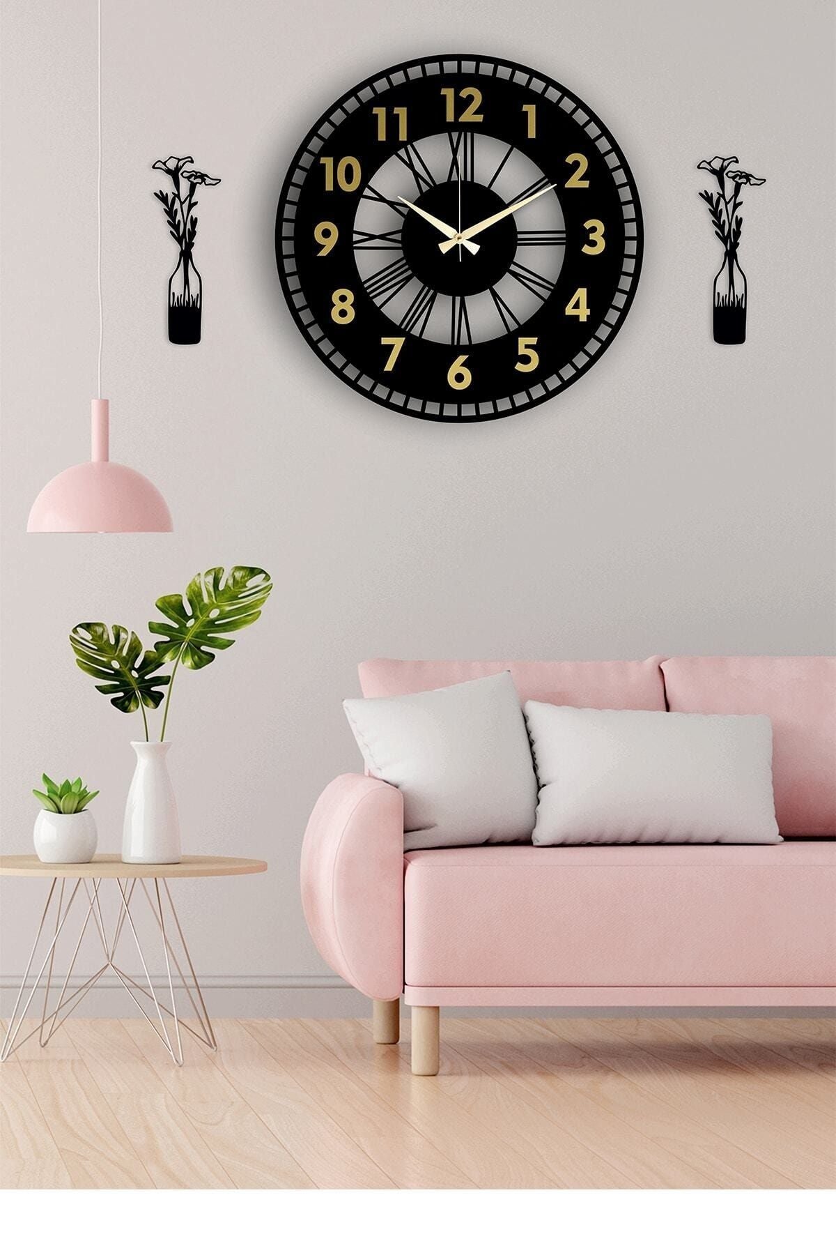 Pey Aksesuar Decorative Mirrored Wall Clock + Vase Picture 4