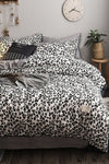 İQON Elastic Fitted Sheet Duvet Cover Set Double Leopard Premium Cotton 64s 4