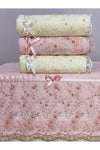 AYHANHOME 4-Piece Cotton Velvet Lace Bowknot Patterned Hand Face Towel Set 50x90 2