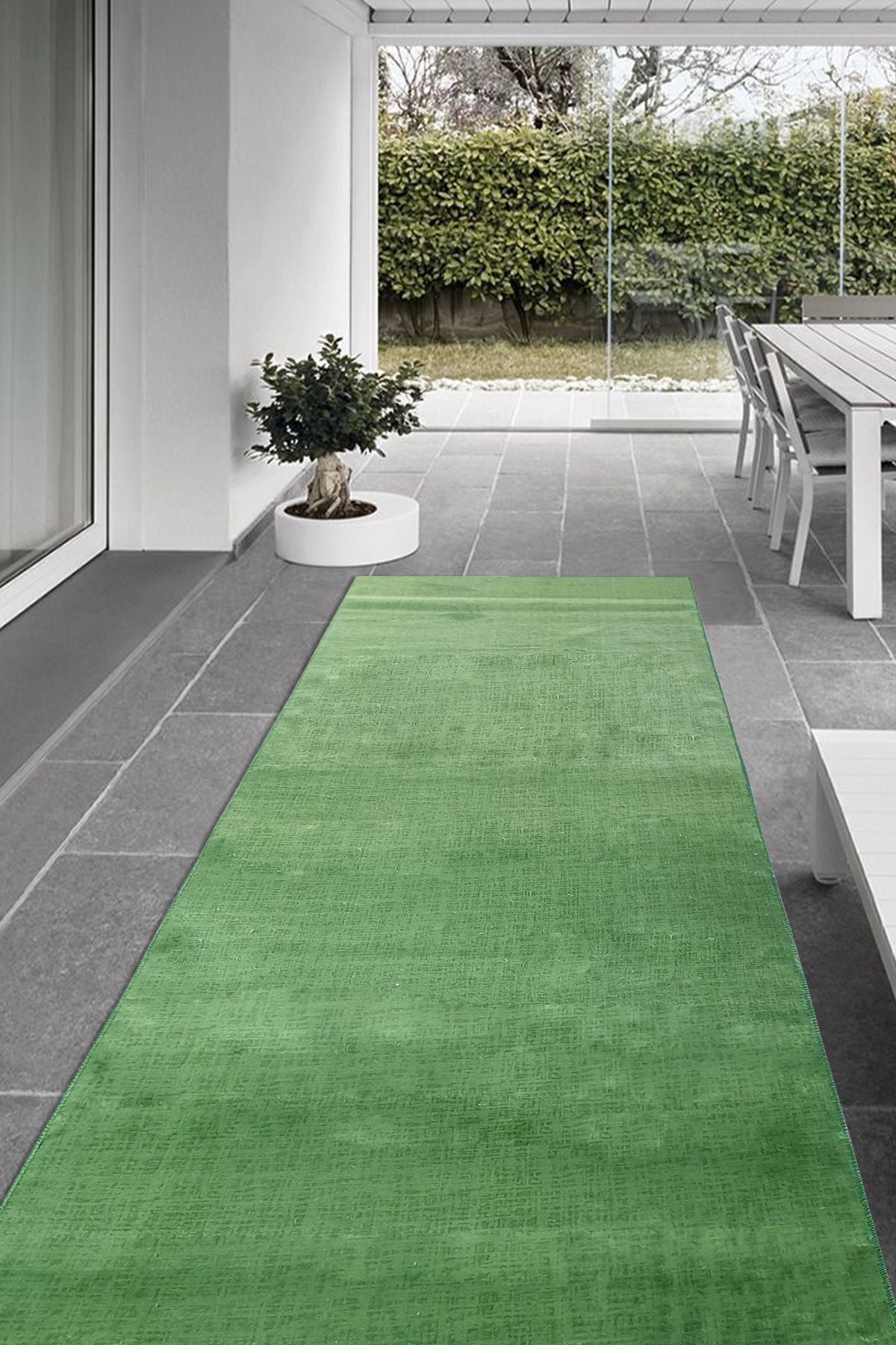 Babil Home Non-Slip Terrace Carpet Balcony Carpet Green Runner YMR 1009 Green 1