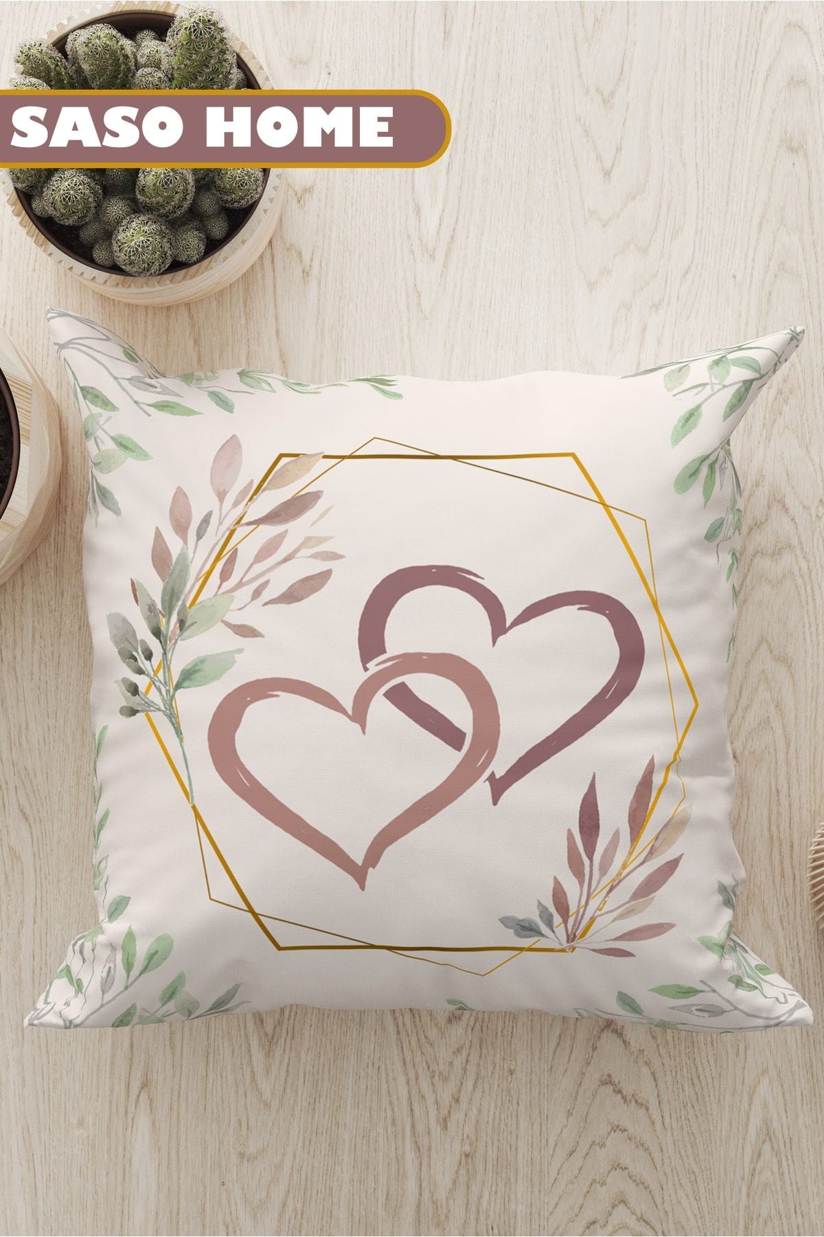 SasoHome Lettered Cushion Cover - Heart - Love Combo - Lettered Decorative Cushion - Pillow Cover 1