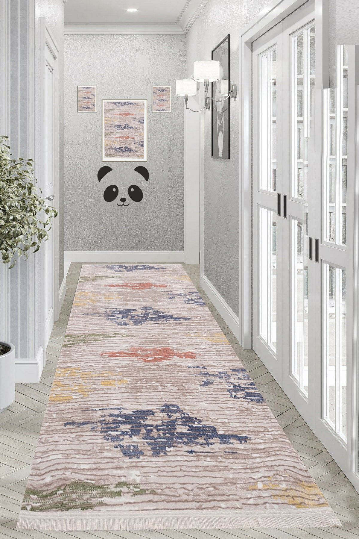 PANDA HALI Non-Slip Base Machine Washable Fringed 1046 Beige Runner & Rug (Fringed) 2