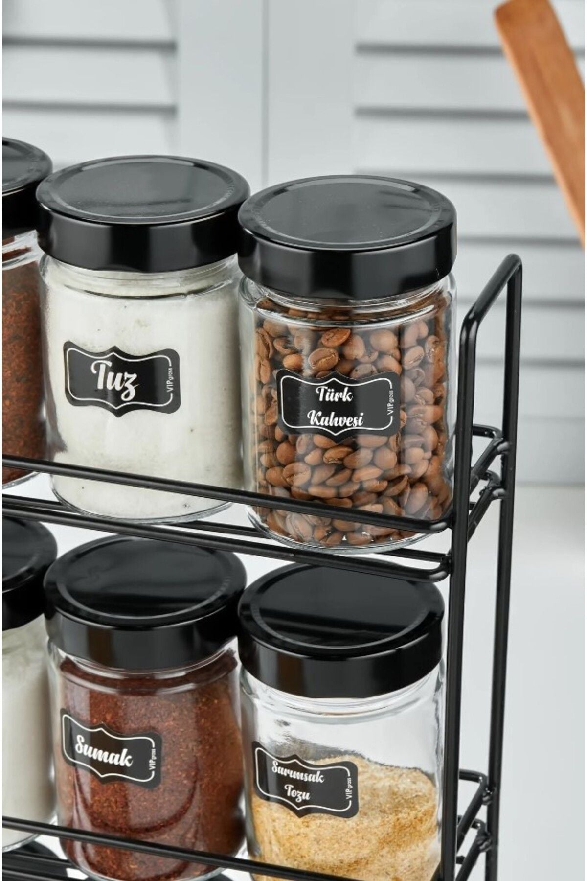 Vipgross 3-Tier Large Rack 18-Piece Round Glass Spice Set - Spice Rack 3