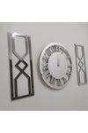 Nisanest Decorative 3-Piece Gift Wall Clock Hourglass Plexi Silver Mirrored Wall Clock and Decor 2