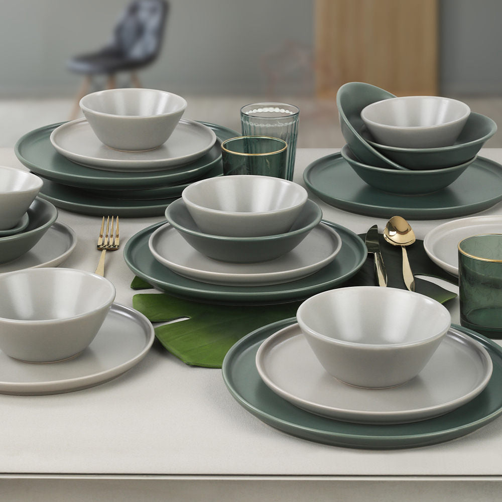 Ceramic Dinner Set (24 Pieces) Nordic Green
White 275KRM1702 1