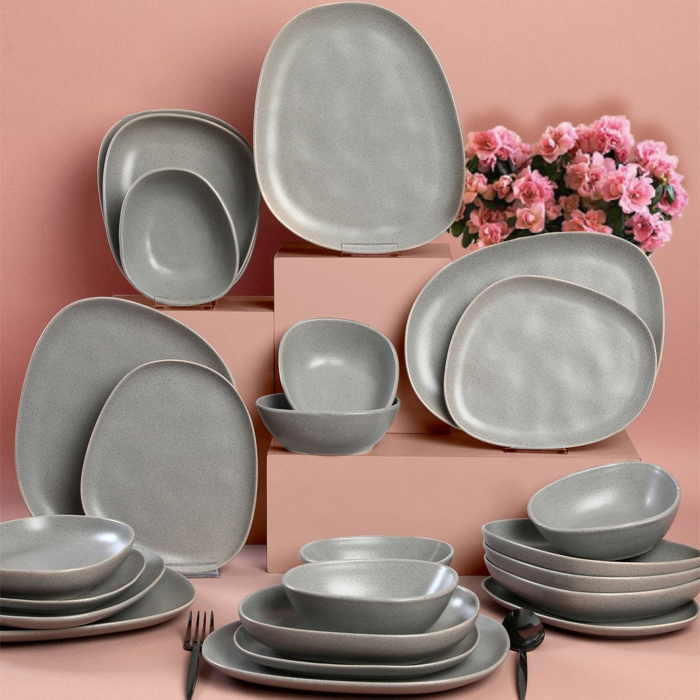 Ceramic Dinner Set (24 Pieces) CTKYEMEKTETRA6470000000024 Grey 275KRM1769 1