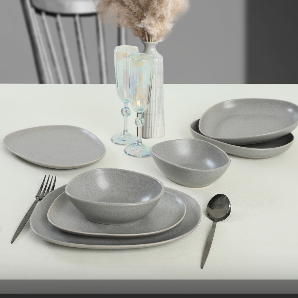 Ceramic Dinner Set (24 Pieces) CTKYEMEKTETRA6470000000024 Grey 275KRM1769 2