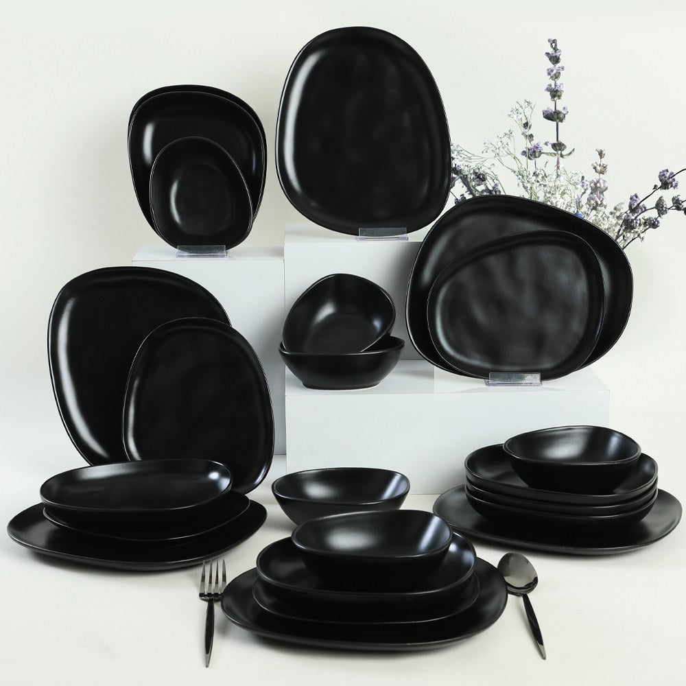 Ceramic Dinner Set (24 Pieces) CTKYEMEKTETRA9560000000024 Black 275KRM1770 1