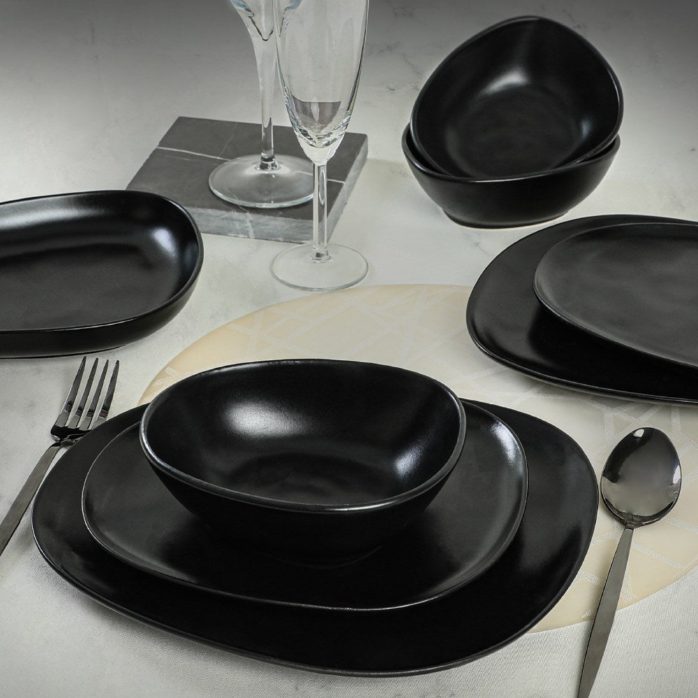 Ceramic Dinner Set (24 Pieces) CTKYEMEKTETRA9560000000024 Black 275KRM1770 2