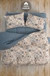 Casa Carina Ranforce Double Fitted Sheet Duvet Cover Set Quadra Blue 1