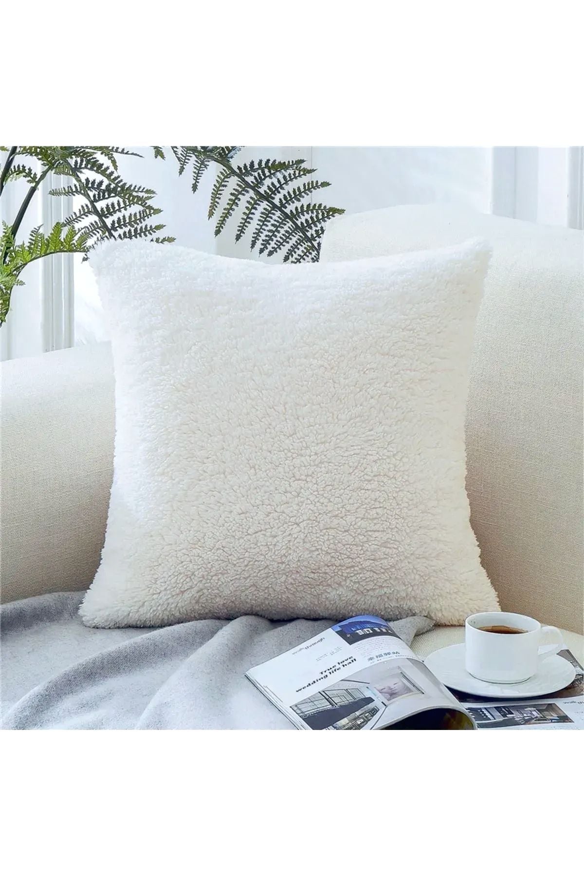 Benlisso Home Plush Teddy Puffy Decorative Pillow Cover 43x43 1