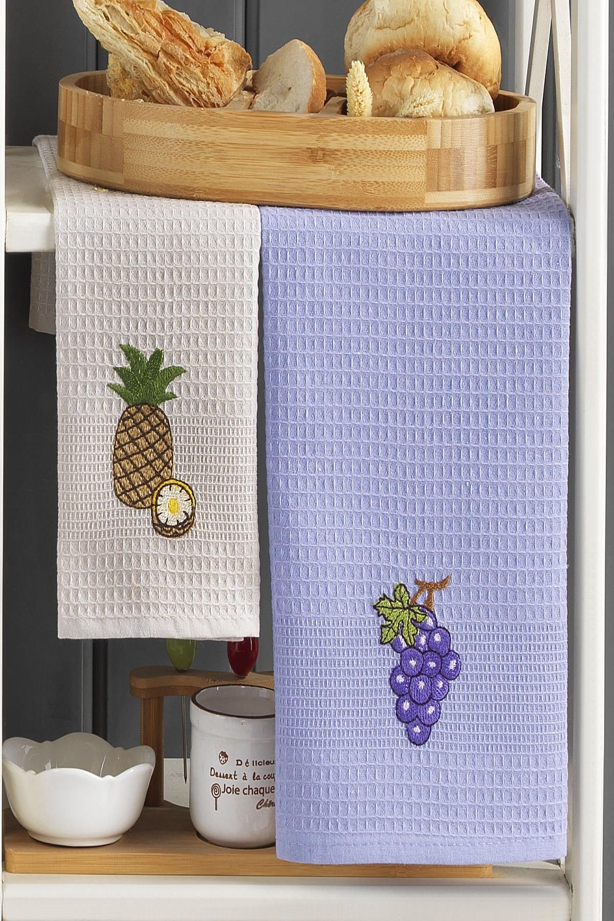 LENA 40x60 100% Cotton 6-Piece Embroidered Kitchen Towel | Drying Cloth 3