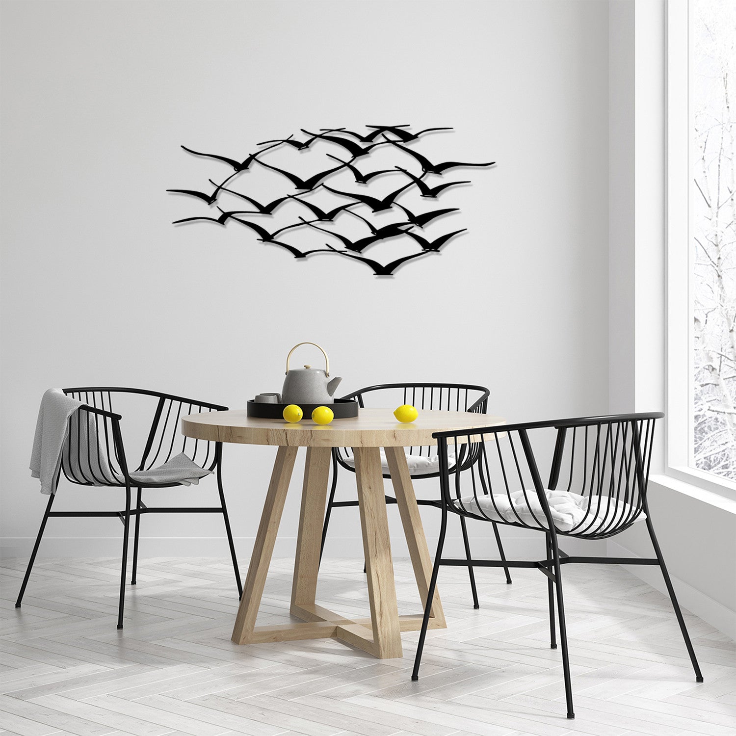 Decorative Metal Wall Accessory Herd Of Birds Black 279ENZ1167 2