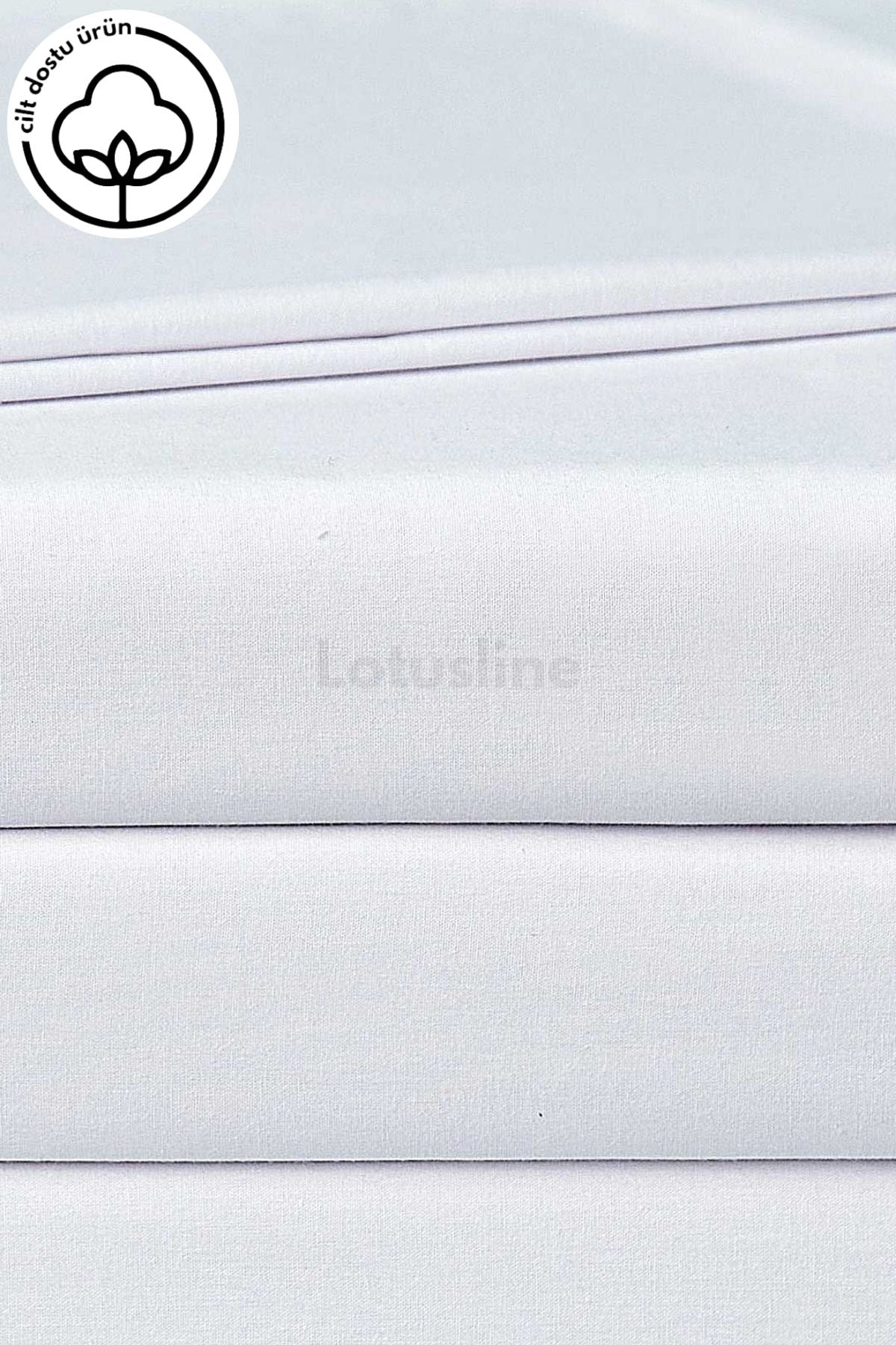 Lotusline Home Double Bed Plain White Luxury Cotton Duvet Cover Set 3