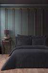 Varol Elastic Cotton Striped Double Duvet Cover Set - Black 1