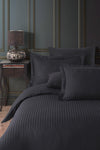 Varol Elastic Cotton Striped Double Duvet Cover Set - Black 2