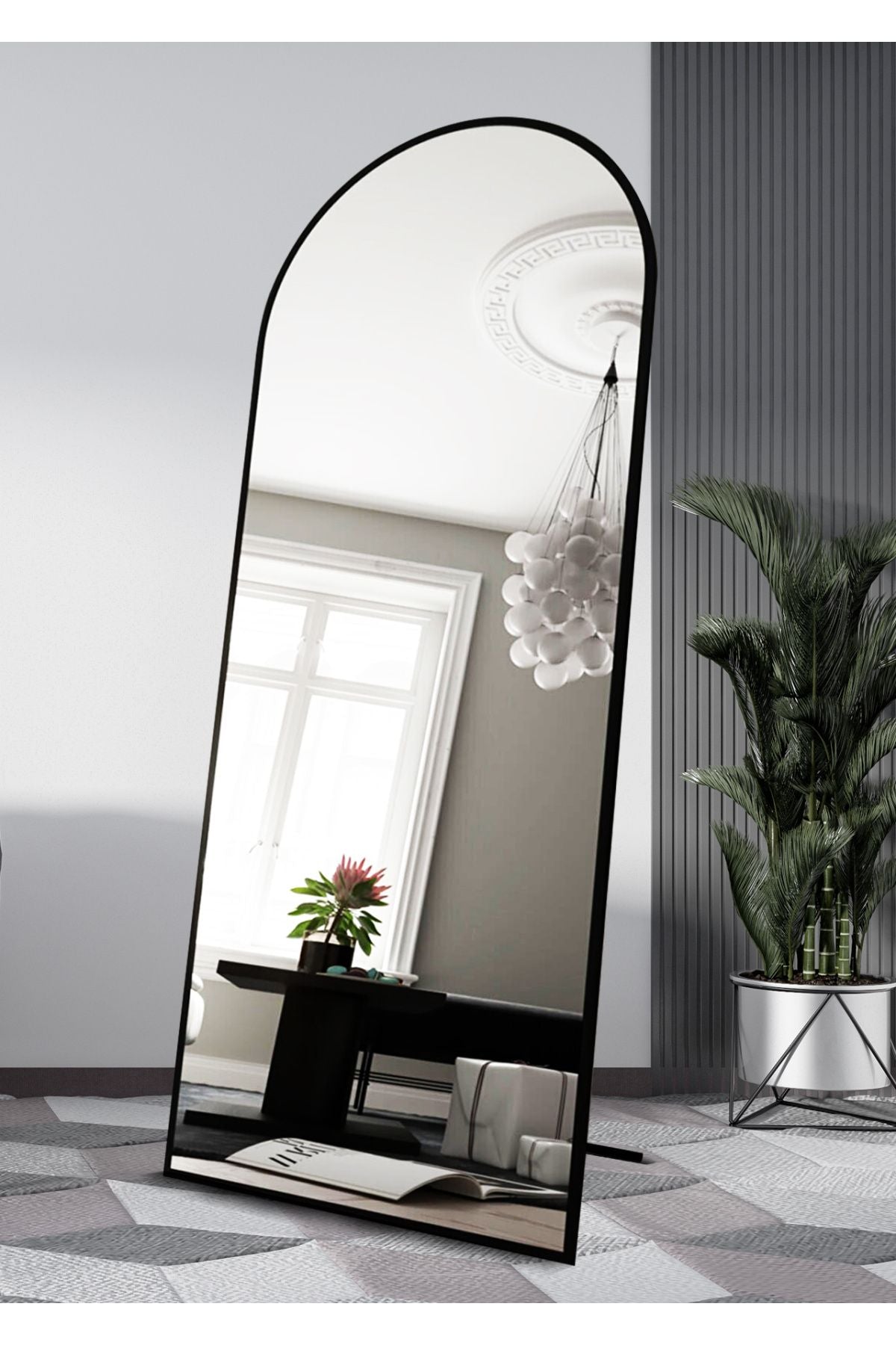 Hediyeler Kapında 180x70 Cm Black Metal Framed Influencer And Standing Full-Length Mirror 1