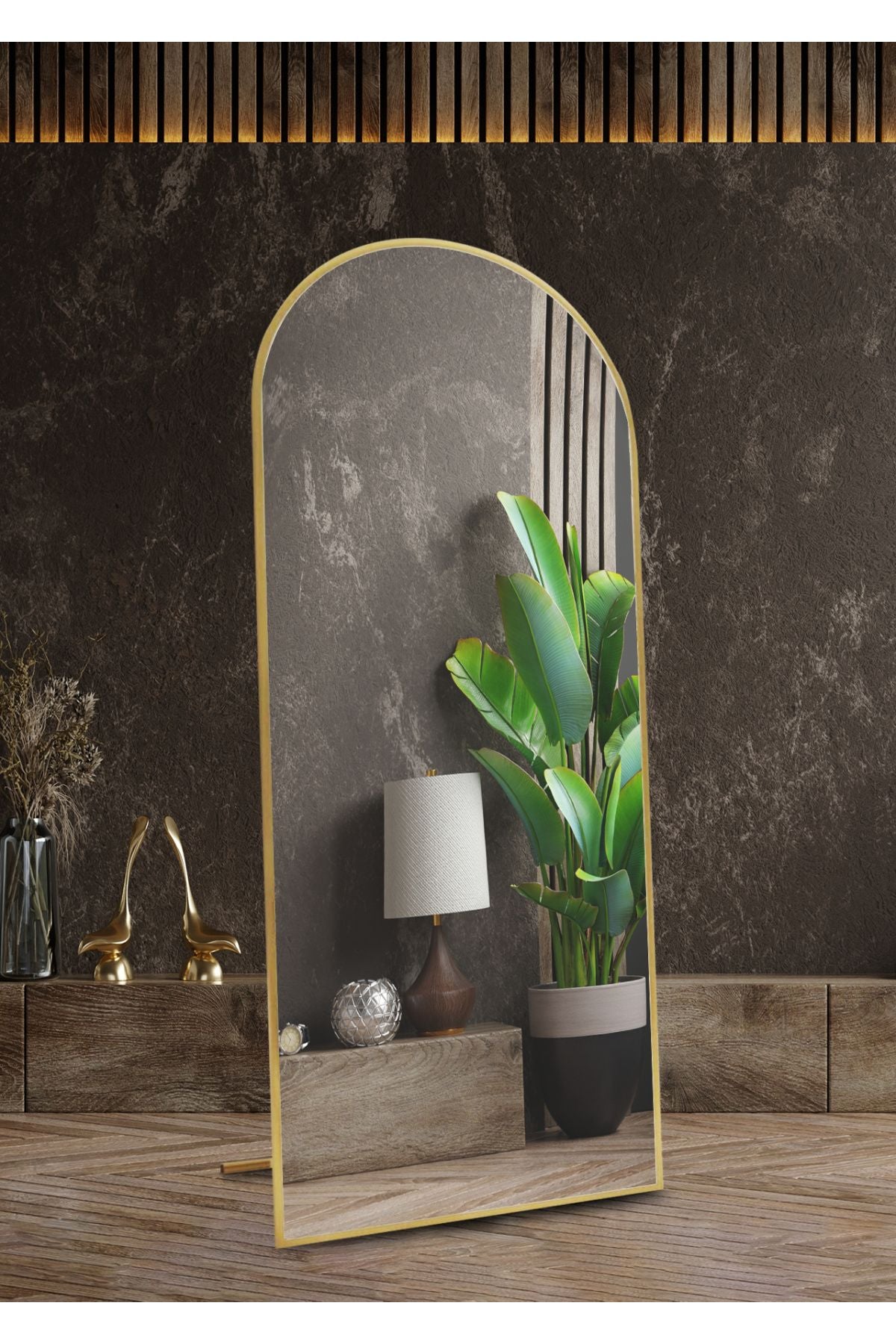 Hediyeler Kapında 180x70 Cm Metal Gold Framed Standing Mirror 1