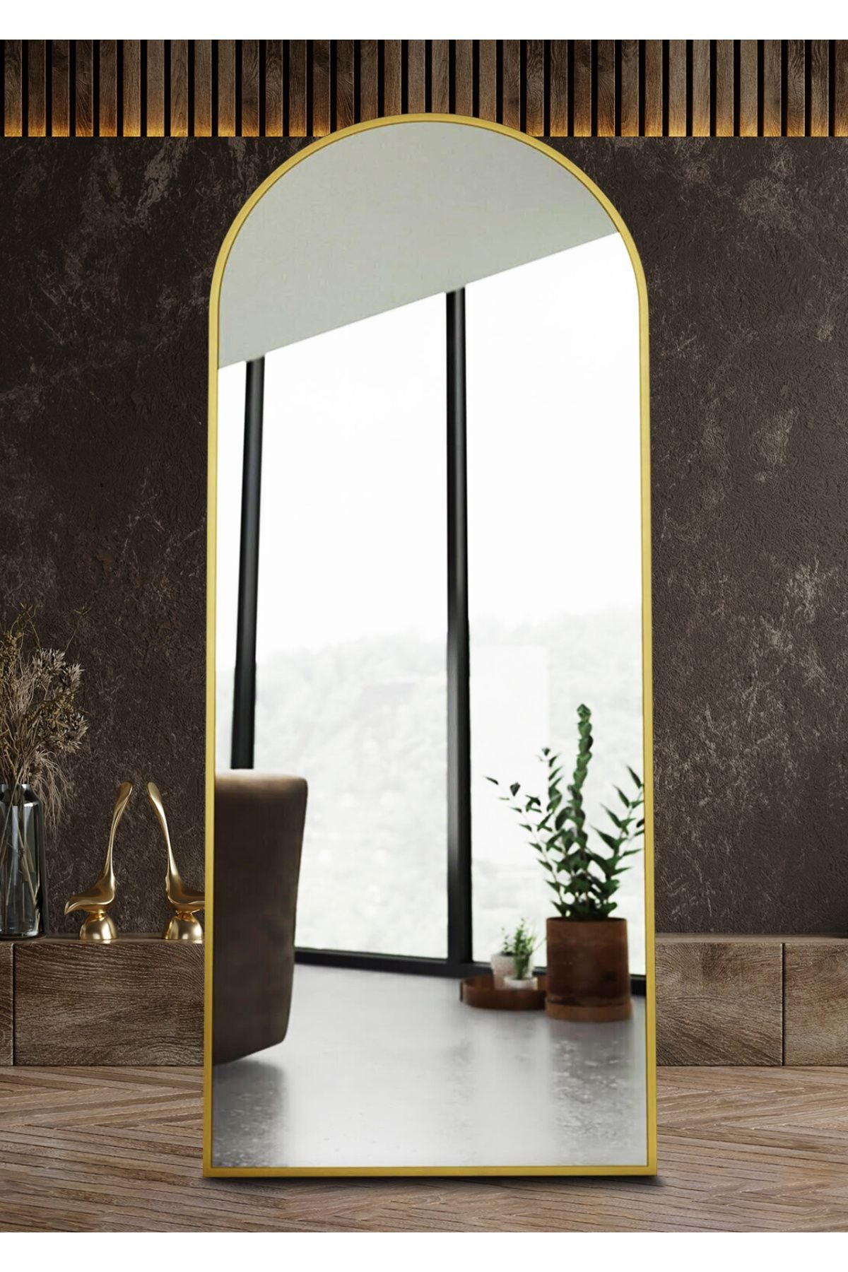 Hediyeler Kapında 180x70 Cm Metal Gold Framed Standing Mirror 4